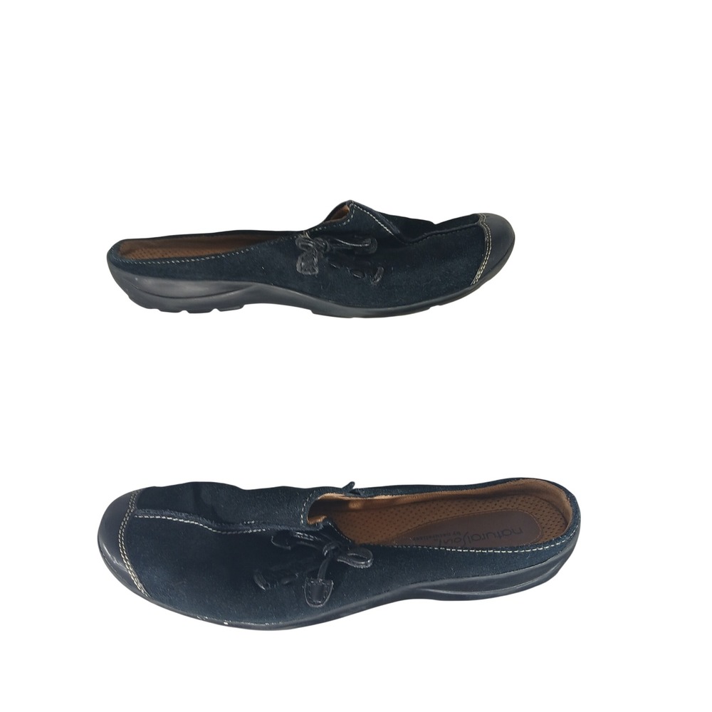 Natural Soul by Naturalizer Fanner Mules‎ 8.5M Black Suede Comfort Slip On Shoes